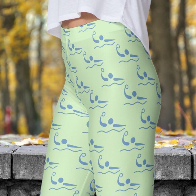 Fun Tee Green Womens Water Polo Muster Leggings (Womens Water Polo on Tea Green Leggings)