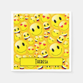 Fun Teenager Gelb lächelnd Gesichter Emoji Party Serviette