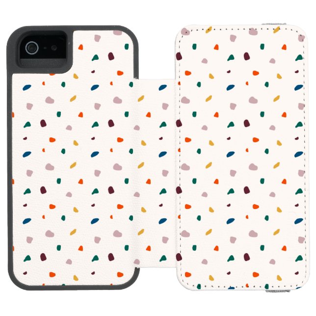 Fun Terrazzo Boho Print Incipio iPhone Geldbeutel-Hülle (Folio Geöffnet)