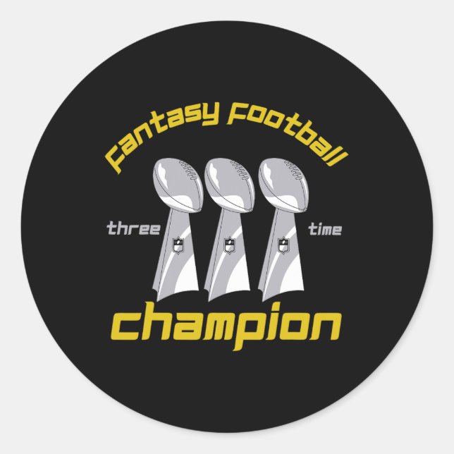 Fun Three Time Fantasy Football League Champion Tr Runder Aufkleber (Vorderseite)