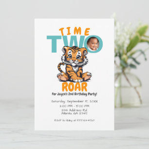 Fun Time ZWEI Roar 2. Geburtstag Tiger Dschungel P Einladung