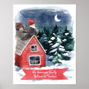 Fun Tomten Schwedische Weihnachtsgottfarbe Poster