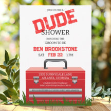 Fun Toolbox Dude Groom Wedding shower Invitation