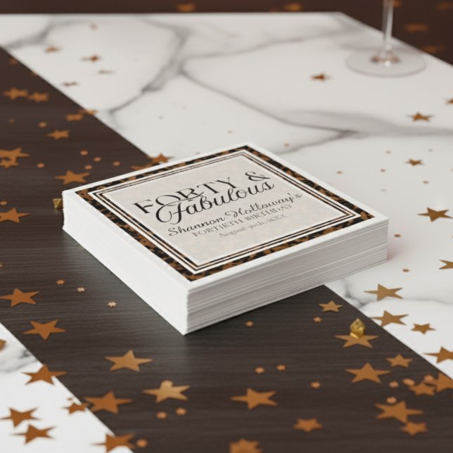 Fun Tortoise Shell Birthday Forty and Fabulous Serviette (This Fun Tortoise Shell Birthday Forty and Fabulous birthday napkin is fun for all!)