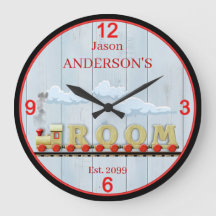 Fun Train Room Boys Wall Clock