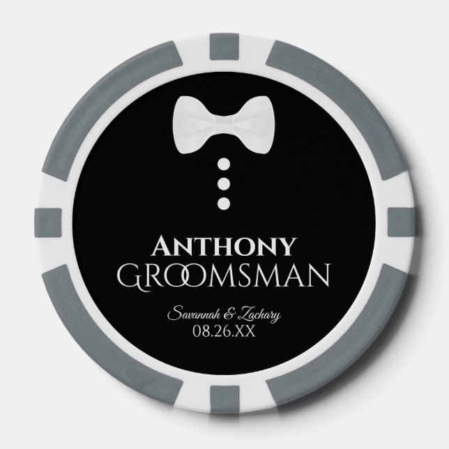 Fun Trauzeuge Gastgeschenk Hochzeit White Bow Kraw Pokerchips (Vorderseite)