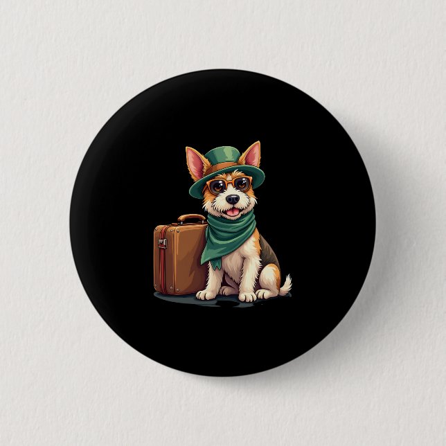 Fun TravDog mit Beutel Grafik für Koffer Lo Button (Vorderseite)