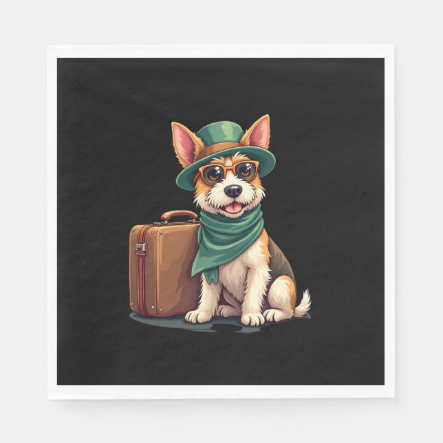 Fun TravDog mit Beutel Grafik für Koffer Lo Serviette (Vorderseite)