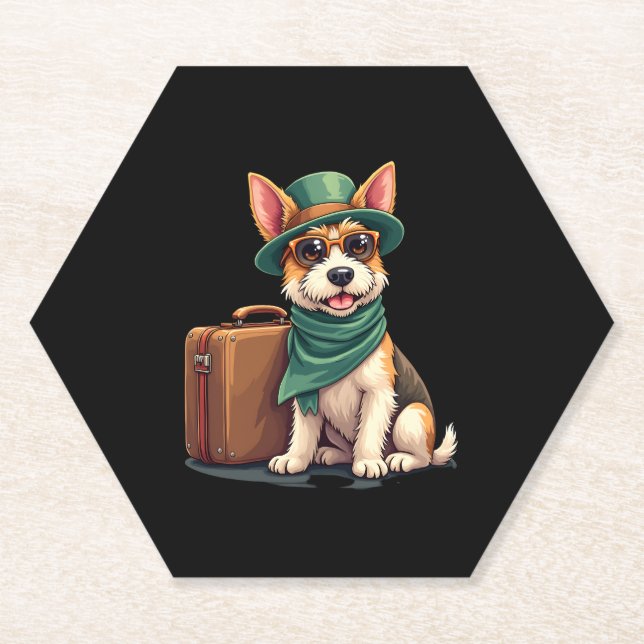 Fun TravDog mit Beutel Grafik für Koffer Lo Untersetzer (Vorderseite)