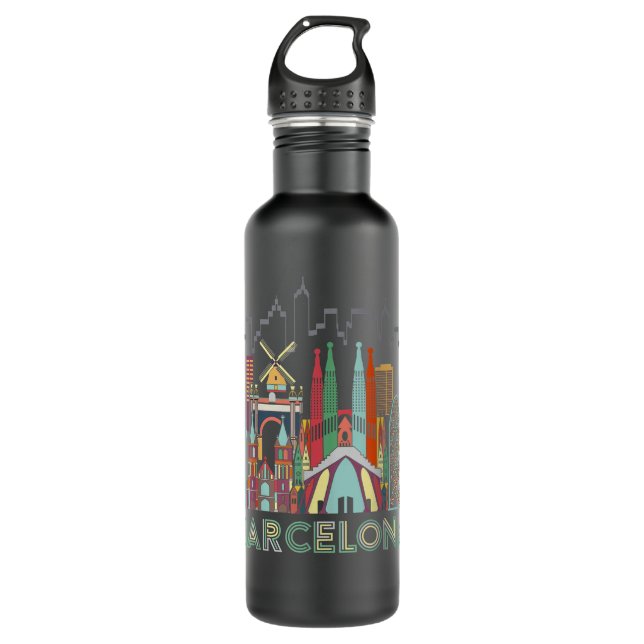 Fun Travel Spain Barcelona Vacation Gift Design Id Edelstahlflasche (Vorderseite)