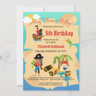 Fun Treasure Map Niedlich Pirate Girl Geburtstagsp Einladung