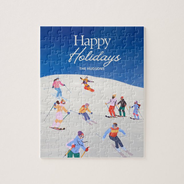 Fun Trendy Happy Holidays Ski Resort (Vertikal)