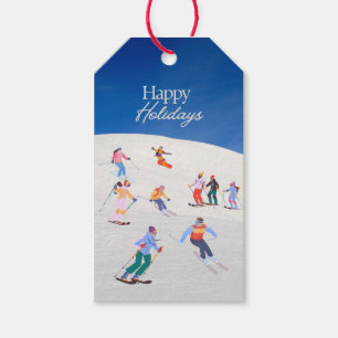 Fun Trendy Happy Holidays Ski Resort Geschenkanhänger
