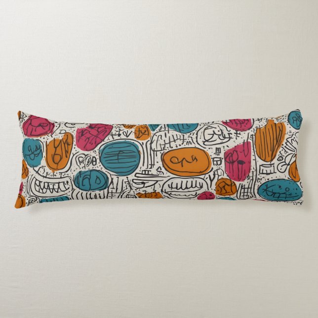Fun Trendy Line Doodle Seamles Muster Seitenschläferkissen (Vorderseite)
