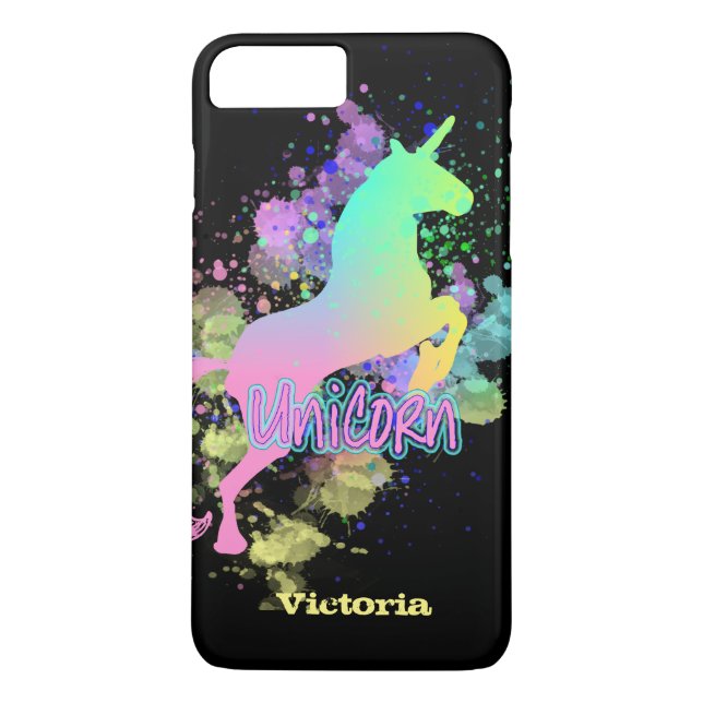 Fun Trendy Rainbow Unicorn Personalisiert Case-Mate iPhone Hülle (Rückseite)