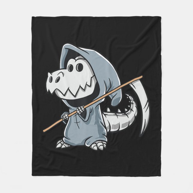 Fun TRex Skeleton Dino Grim Reaper Dinosaur Hallow Fleecedecke (Vorderseite)