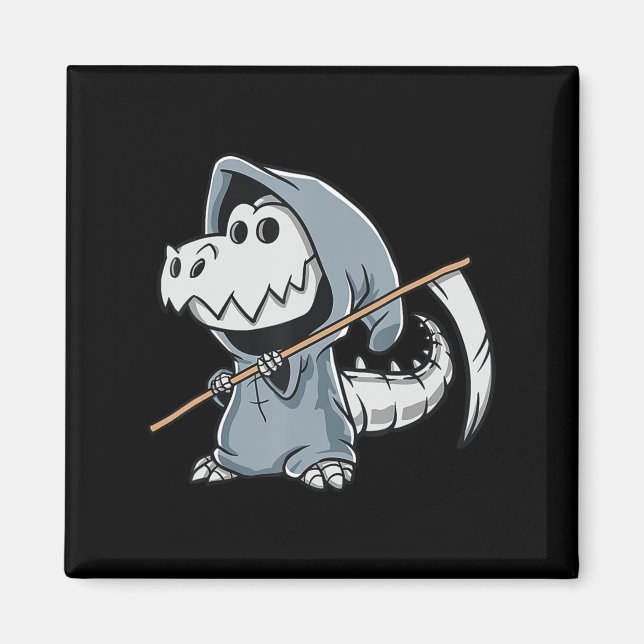 Fun TRex Skeleton Dino Grim Sensenmann Dinosaur Ha Magnet (Vorne)