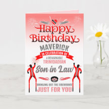 Fun TRINIDADIAN SON in LAW Red and Gray Birthday