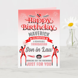 Fun TRINIDADIAN SON in LAW Red and Gray Birthday Karte