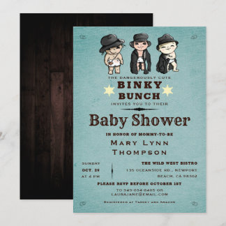 Fun Triplets Binky Bunch Western Babydusche Einladung