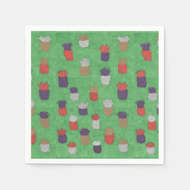 Fun Tropical Ananas Paper Napkins Serviette (Vorderseite)