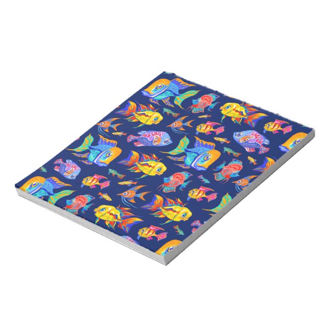 Fun tropical fishes on dark blue notizblock (Rotiert)