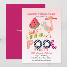 Fun Tropical Flamingo Pool Party Pink Blau Moderne Einladung