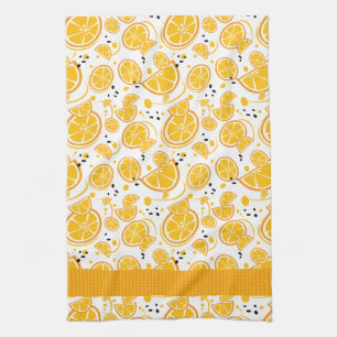 Fun Tropical Orange Gingham Pattern Geschirrtuch