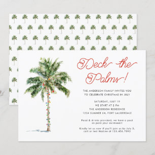 Fun Tropical Palm Tree Weihnachten im Juli Party Einladung