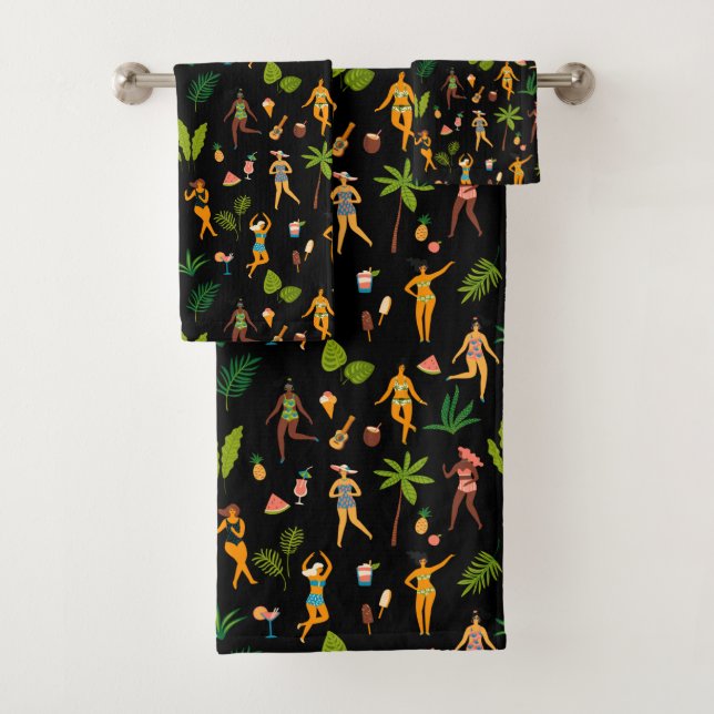 Fun Tropical Swimsuit Girls Badhandtuch Set (Insitu)