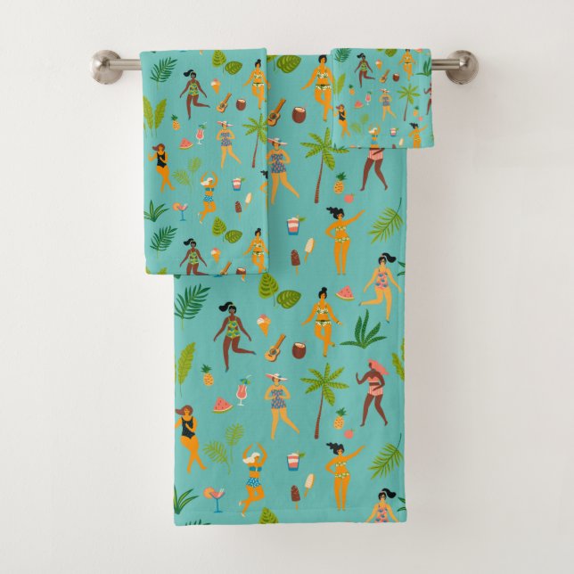 Fun Tropical Swimsuit Girls Badhandtuch Set (Insitu)