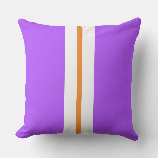 Fun Tropisch Lila Orange White Racing Streifen Kissen (Vorderseite)