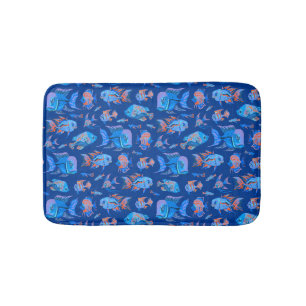 Fun tropische Fische auf blau Badematte