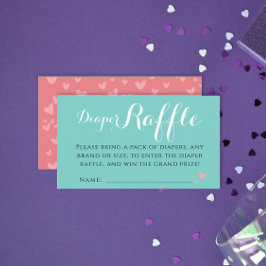 Fun Türkis Korallenrosa Windeln Raffle Baby Party Begleitkarte