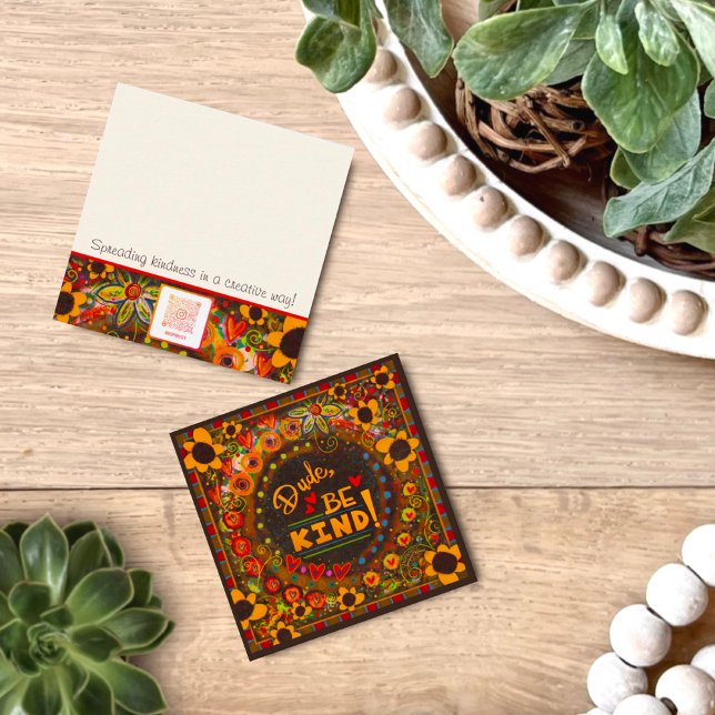 Fun Typ Seien Sie freundlich Inspirivity Kindness  Quadratische Visitenkarte (Von Creator hochgeladen)