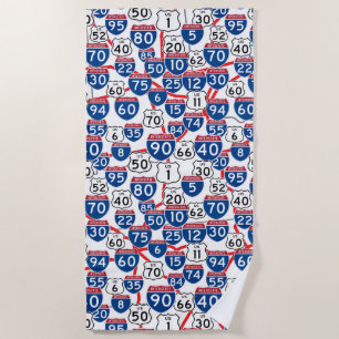 Fun U.S. Highway Signs und Map Random Muster Strandtuch