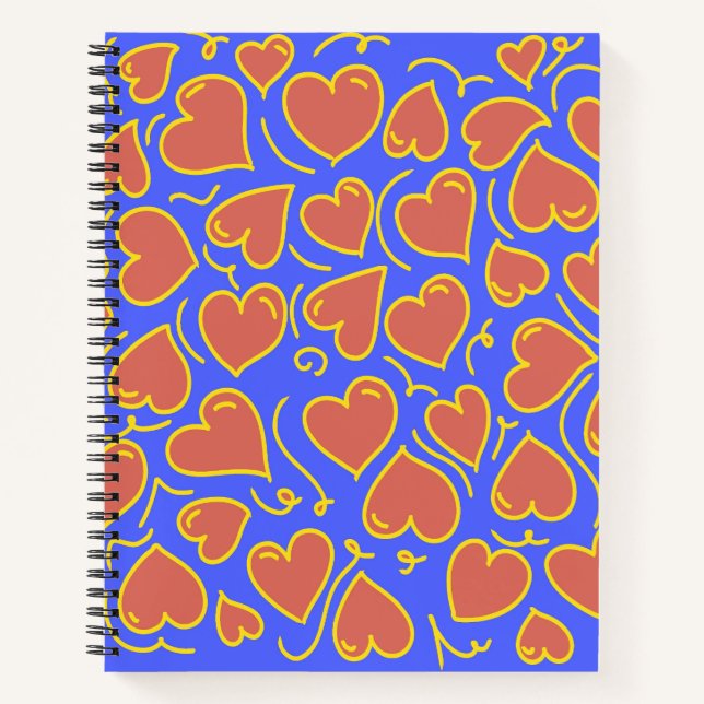 Fun und Bold Hearts Muster Notizbuch (Vorderseite)