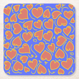 Fun und Bold Hearts Muster Rechteckiger Pappuntersetzer