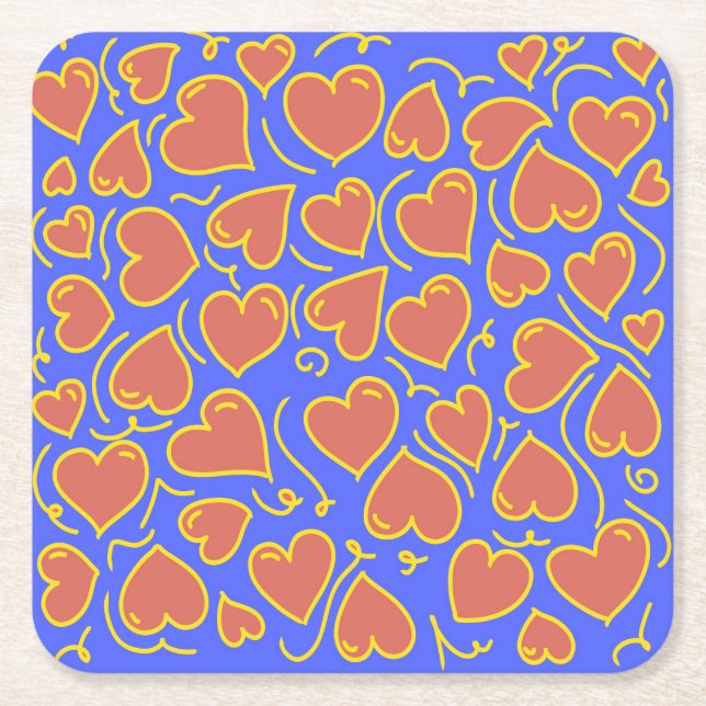 Fun und Bold Hearts Muster Rechteckiger Pappuntersetzer (Vorderseite)