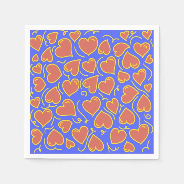 Fun und Bold Hearts Muster Serviette (Vorderseite)