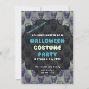 Fun und Creepy Skull Metallic Hintergrund Hallowee Einladung