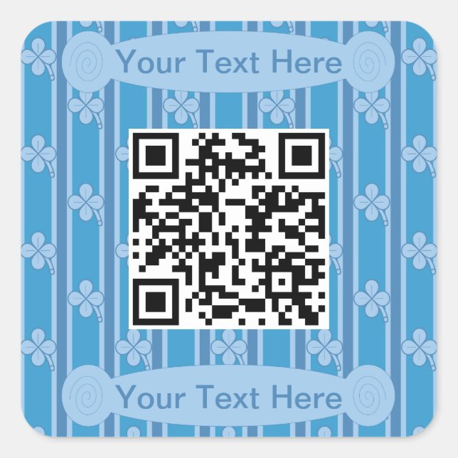 Fun und Extravagant 4 leaf Clover QR-Code Quadratischer Aufkleber (Vorderseite)