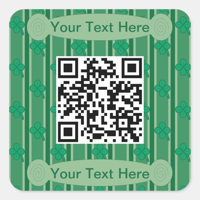 Fun und Extravagant 4 leaf Clover QR-Code Quadratischer Aufkleber (Vorderseite)