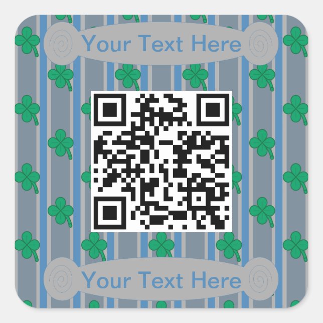 Fun und Extravagant 4 leaf Clover QR-Code Quadratischer Aufkleber (Vorderseite)
