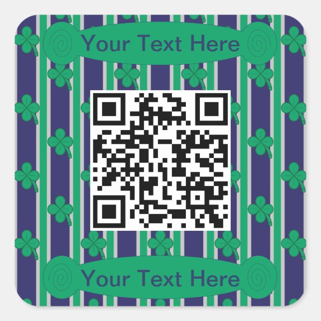 Fun und Extravagant 4 leaf Clover QR-Code Quadratischer Aufkleber (Vorderseite)