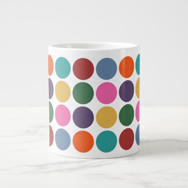 Fun und farbenfrohe Big Polka Dot Muster Jumbo-Tasse (Vorderseite)