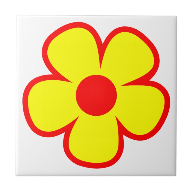 Fun und Funky 60er 70er Retro Blume Fliese (Vorderseite)