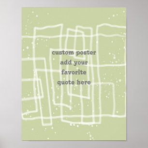 Fun und Funky Line art moss green fügen ein Zitat Poster