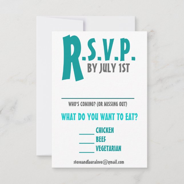 Fun und moderne Antwort-Karte für Hochzeiten - jed RSVP Karte (Vorderseite)