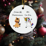 Fun Unicorn HR Human Resources Professional Custom Keramik Ornament<br><div class="desc">This design may be personalized by choosing the customize further option. You may also transfer onto other items. Contact me at colorflowcreations@gmail.com or use the chat option at the top of the page if you wish to have this design on another product or need assistance. See more of my designs...</div>